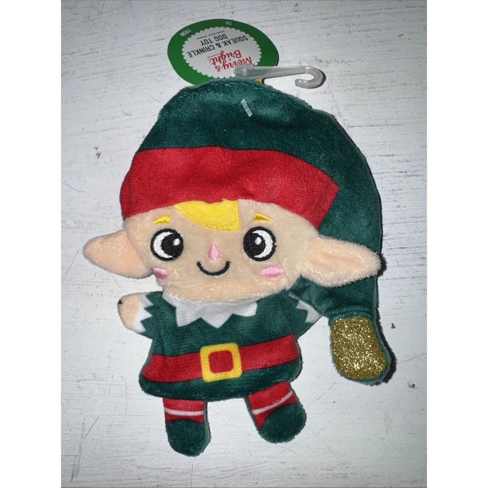 Merry & Bright Christmas BUDDY ELF Flattie Small Dog Toy, Crinkle & Squeaker New - Picture 2 of 5